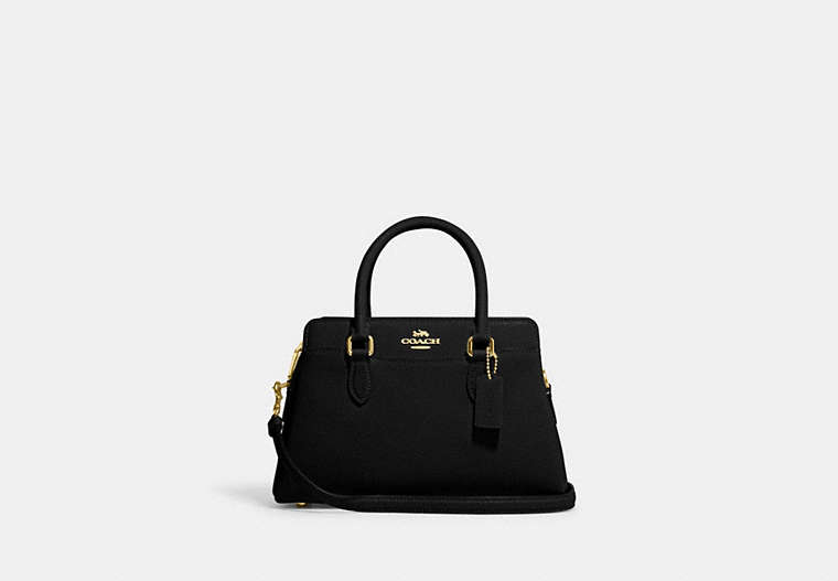 COACH®,MINI DARCIE CARRYALL,Crossgrain Leather,Medium,Anniversary,Gold/Black,Front View image number 0