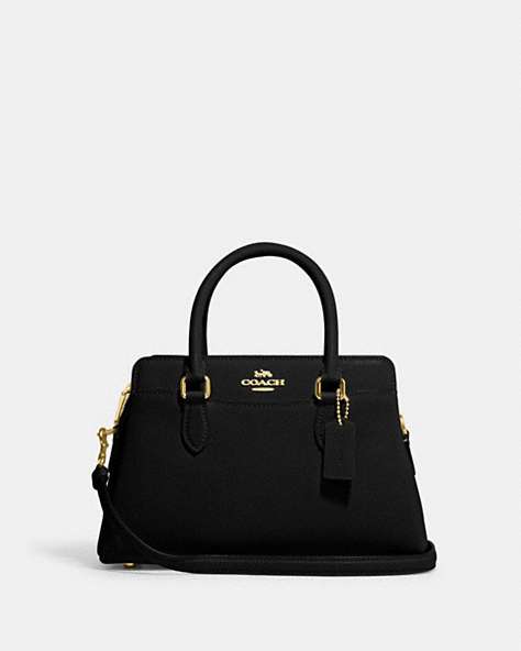 COACH®,MINI DARCIE CARRYALL,Crossgrain Leather,Small,Anniversary,Gold/Black,Front View
