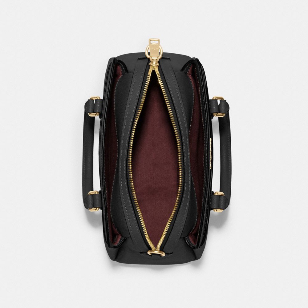 COACH®,Mini Darcie Carryall Bag,Leather,Crossbody,Gold Metal,Casual,Black,Inside View,Top View