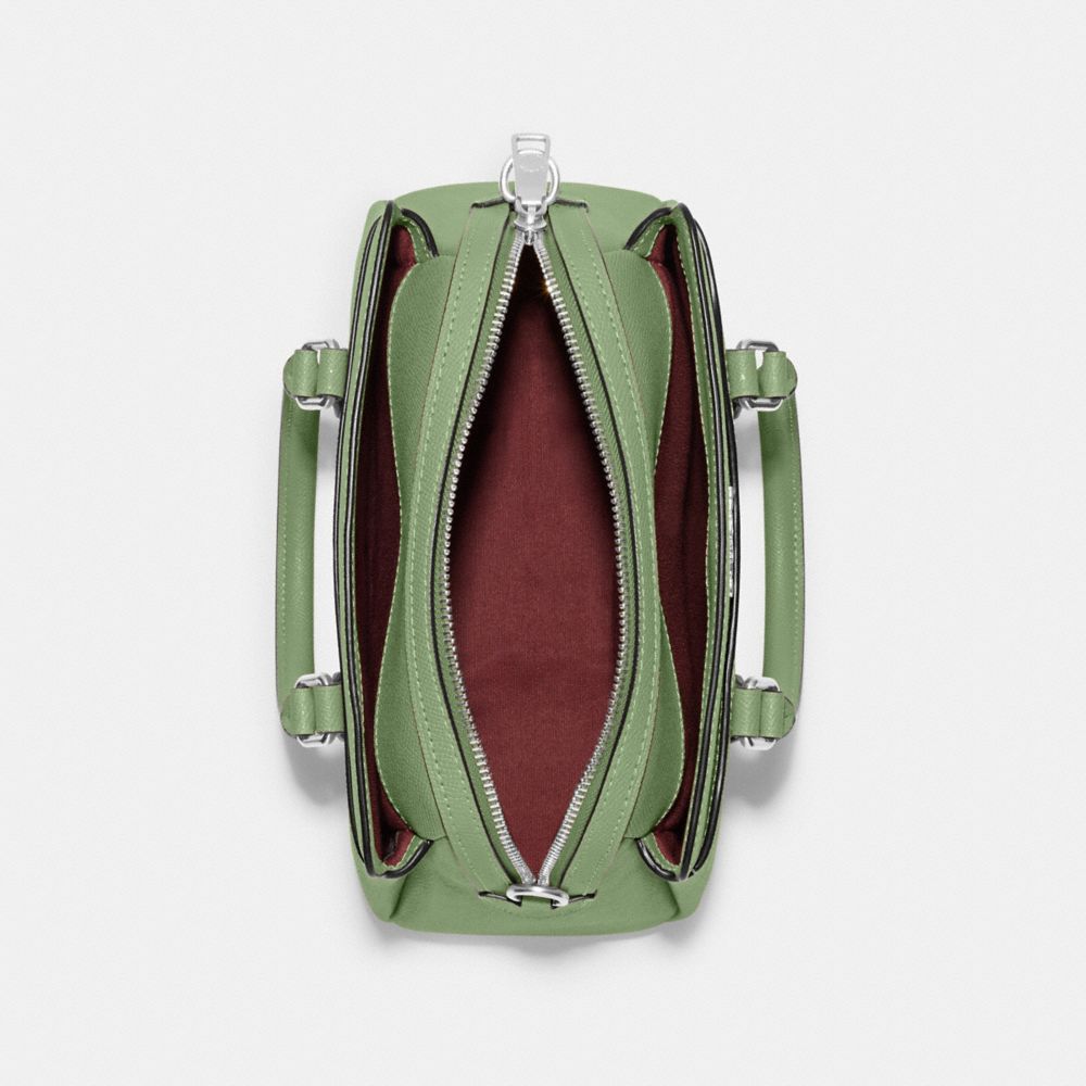 COACH®,Mini Darcie Carryall Bag,Leather,Crossbody,Gold Metal,Casual,Green,Inside View,Top View
