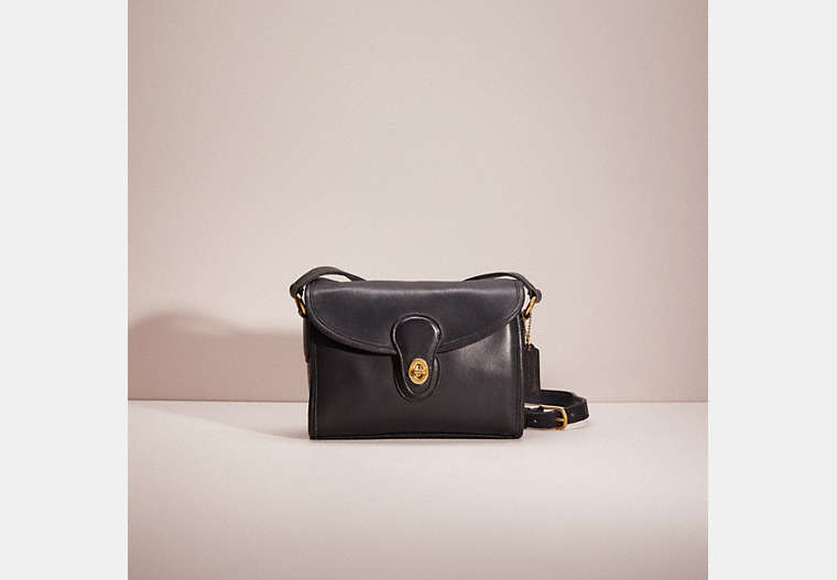 COACH®,VINTAGE DEVON BAG,Glovetanned Leather,Brass/Blue,Front View