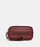 COACH®,JAMIE WRISTLET WITH COACH STRIPE,Leather,Silver/Wine Multi,Front View