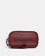 COACH®,JAMIE WRISTLET WITH COACH STRIPE,Leather,Silver/Wine Multi,Front View