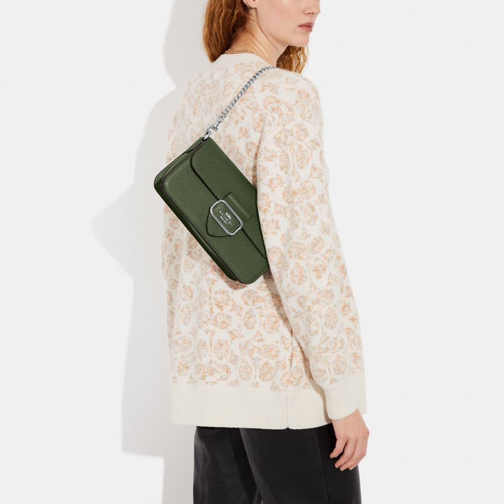 COACH®  Morgan Shoulder Bag In Signature Canvas With Floral Applique