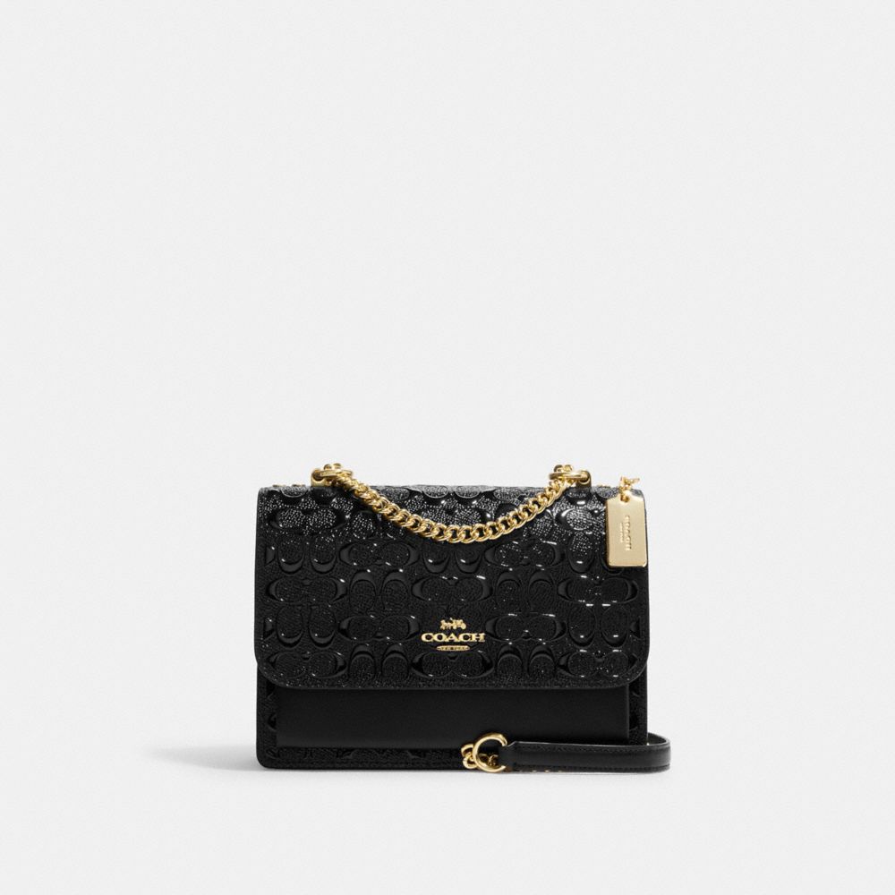 Gold Black Klare Crossbody Bag In Signature Leather