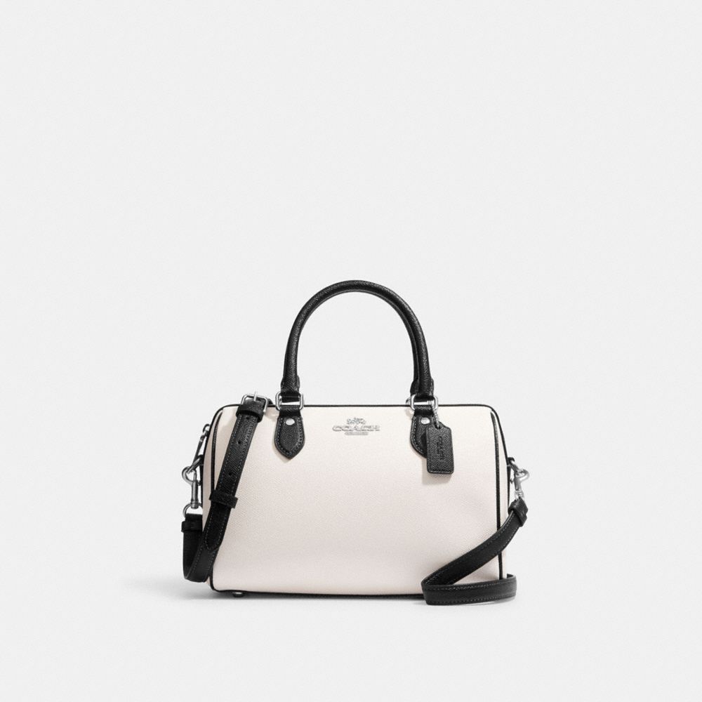 COACH®,ROWAN SATCHEL BAG,Novelty Leather,Medium,Silver/Chalk Black Multi,Front View