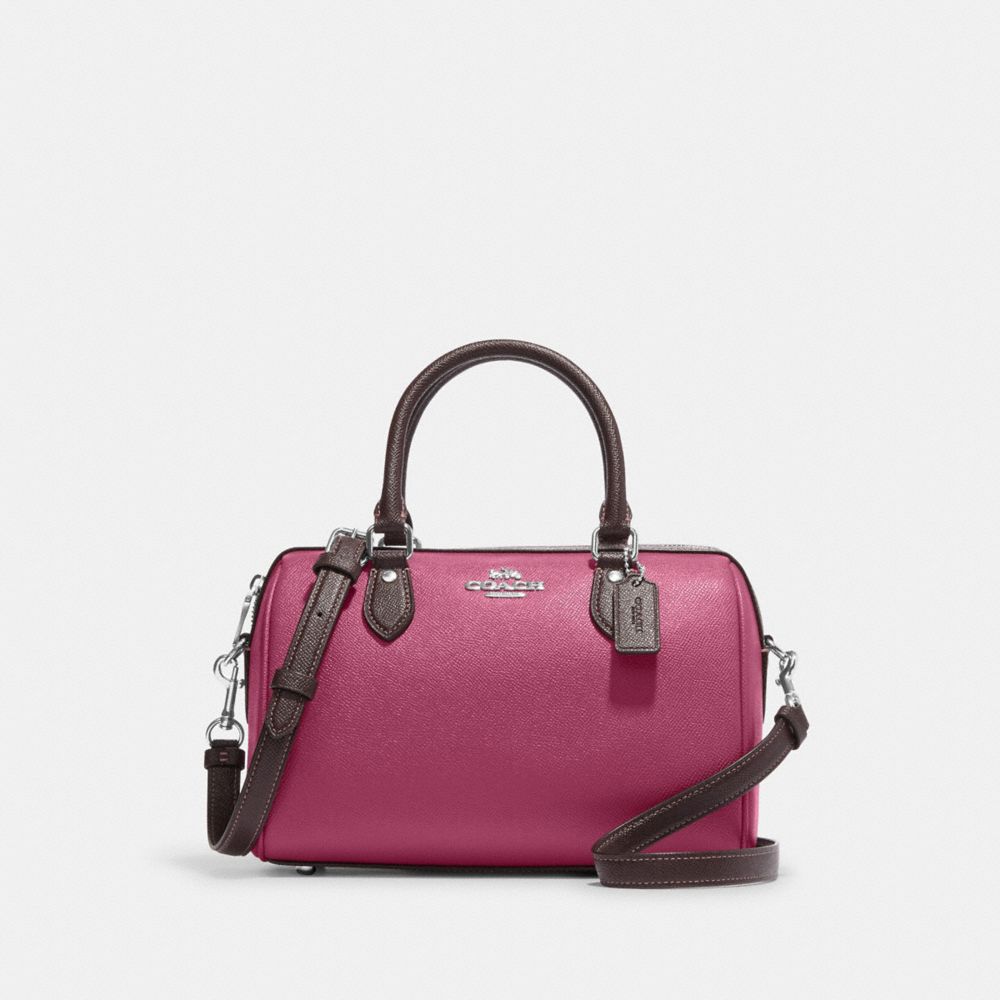 COACH®,SATCHEL ROWAN,Matériau mixte,Argent/Framboise pâle multi,Front View