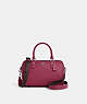 COACH®,ROWAN SATCHEL WITH SIGNATURE CANVAS STRAP,Crossgrain Leather,Medium,Silver/Bright Violet,Front View