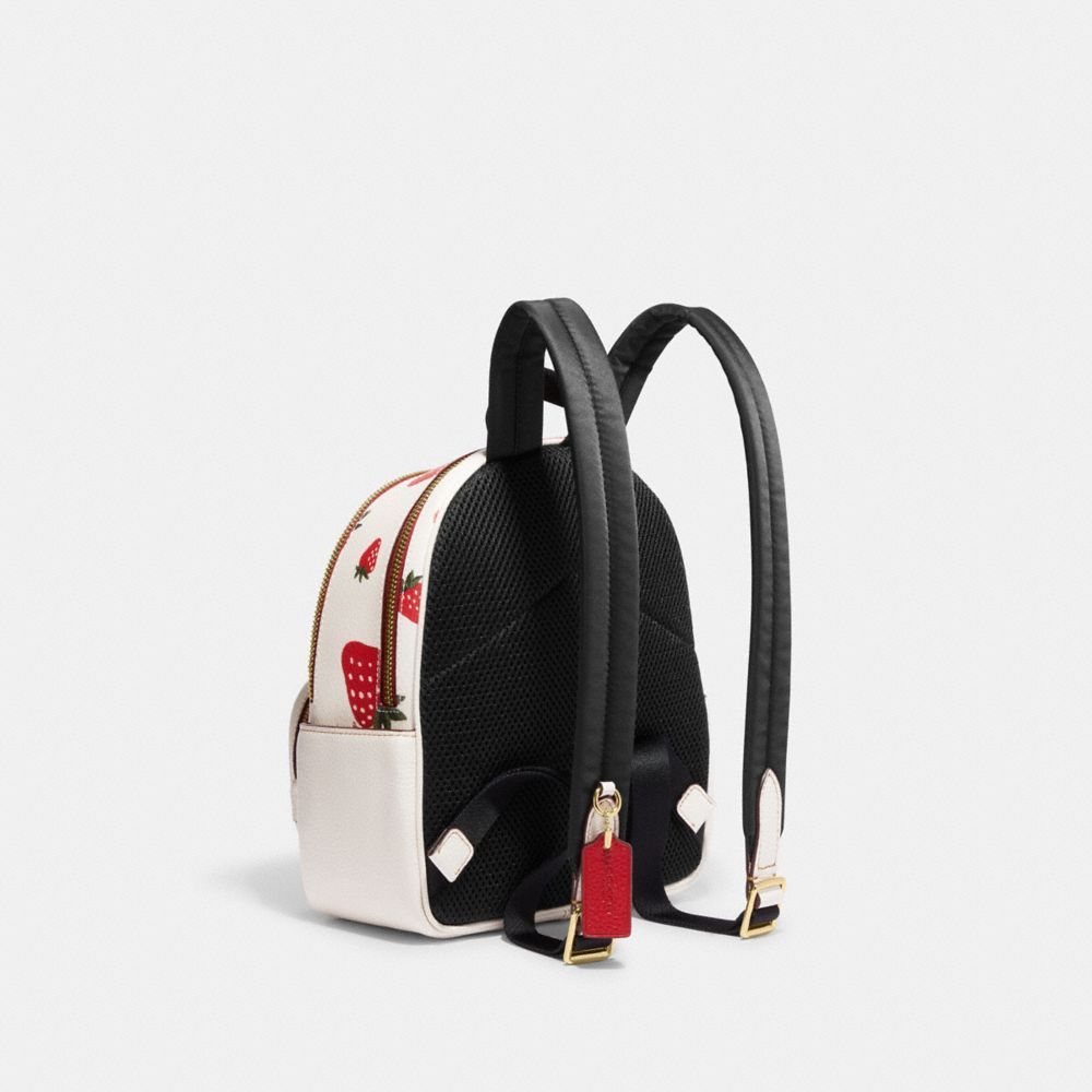 COACH®  Mini Court Backpack Bag Charm With Wild Strawberry Print