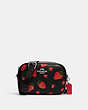 COACH®,JAMIE CAMERA BAG WITH WILD STRAWBERRY PRINT,Leather,Medium,Silver/Black Multi,Front View