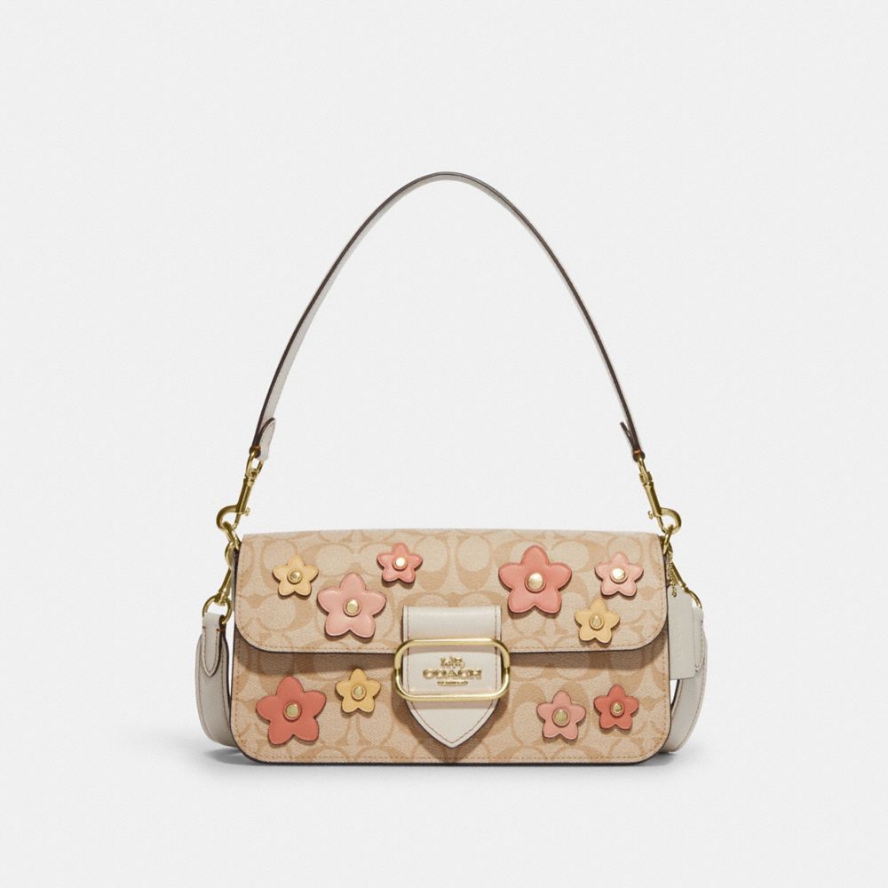 COACH®  Morgan Shoulder Bag In Signature Canvas With Floral Applique
