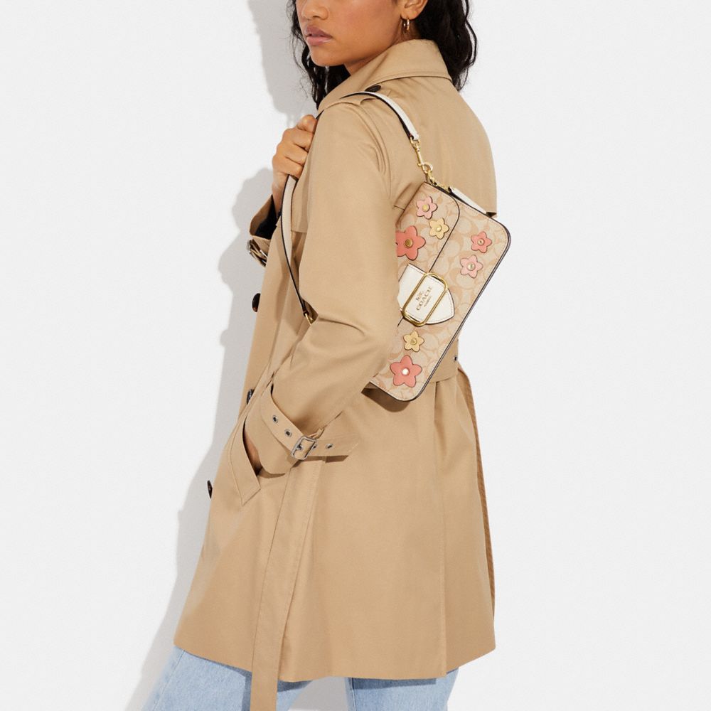 COACH®,Morgan Shoulder Bag In Signature Canvas With Floral Applique,,Detail View
