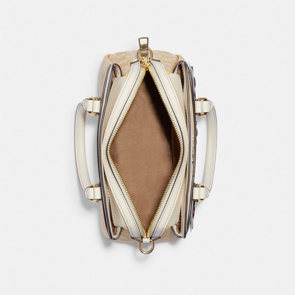 COACH®,Mini Darcie Carryall Bag In Signature Canvas With Floral Applique,,Inside View,Top View