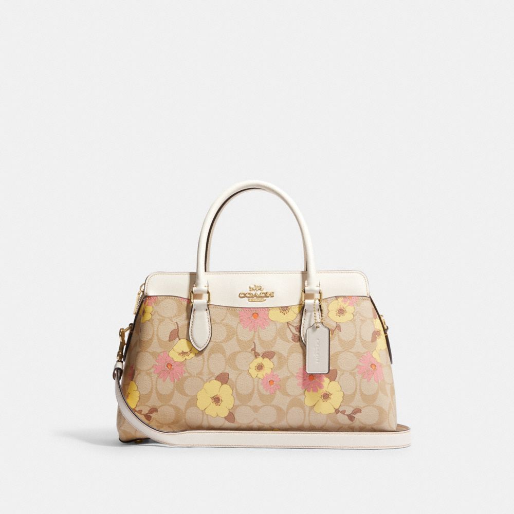 Coach Mini Wallet on a Chain in Signature Canvas with Floral Cluster
