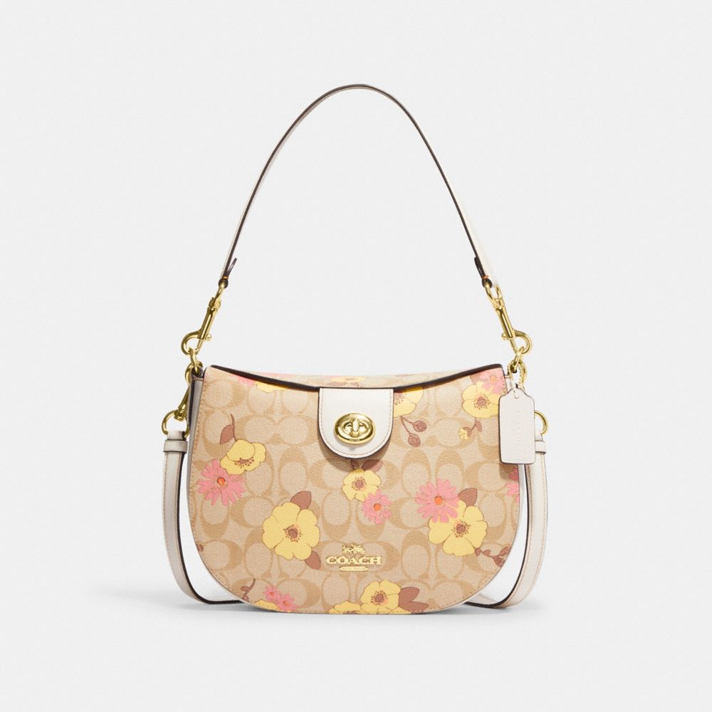 COACH® | Ella Hobo In Signature Canvas With Floral Cluster Print