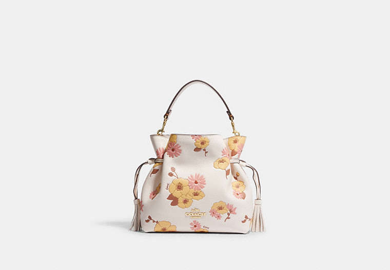 COACH®,ANDY CROSSBODY WITH FLORAL CLUSTER PRINT,Medium,Gold/Chalk Multi,Front View image number 0