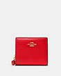 COACH®,SNAP WALLET WITH STRAWBERRY,Mini,Gold/Electric Red,Front View