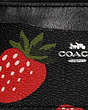 COACH®,MULTIFUNCTION CARD CASE WITH WILD STRAWBERRY PRINT,Leather,Mini,Silver/Black Multi,Detail View