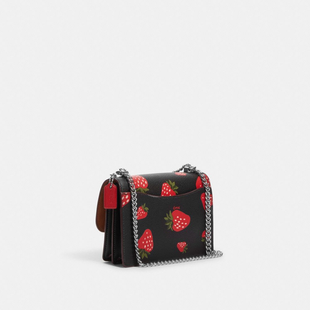 COACH®,Mini Klare Crossbody With Wild Strawberry Print,,Angle View