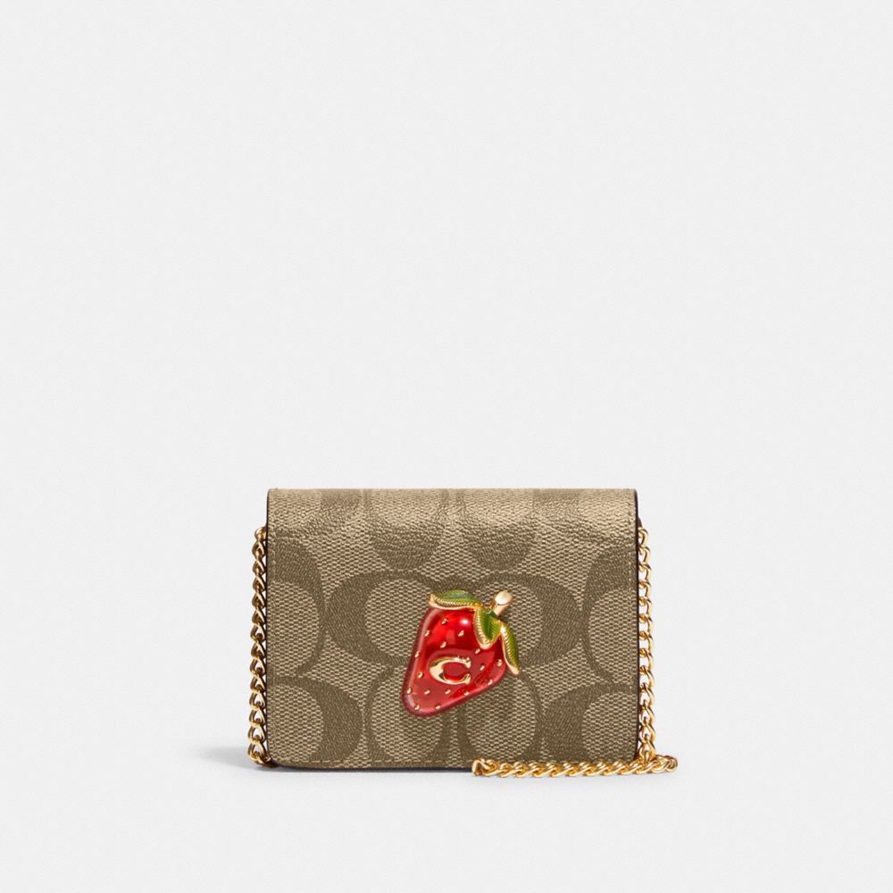 COACH Outlet Mini Wallet On A Chain In Signature Canvas With Strawberry