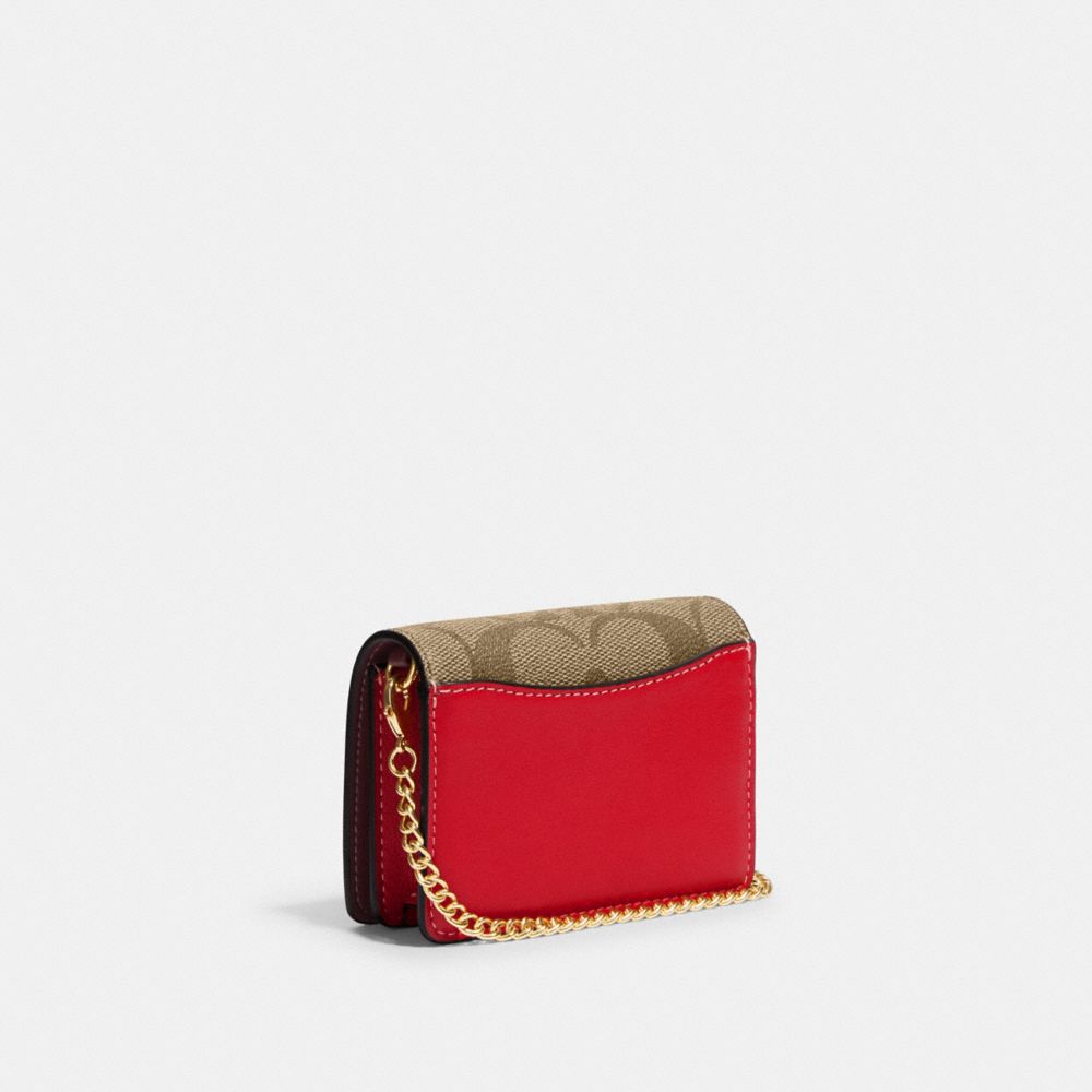 COACH®  Mini Wallet On A Chain In Signature Canvas With Strawberry