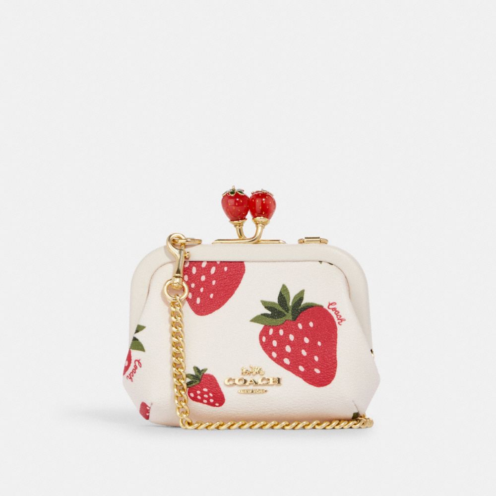 Coach Outlet Mini Wallet On A Chain With Strawberry Print