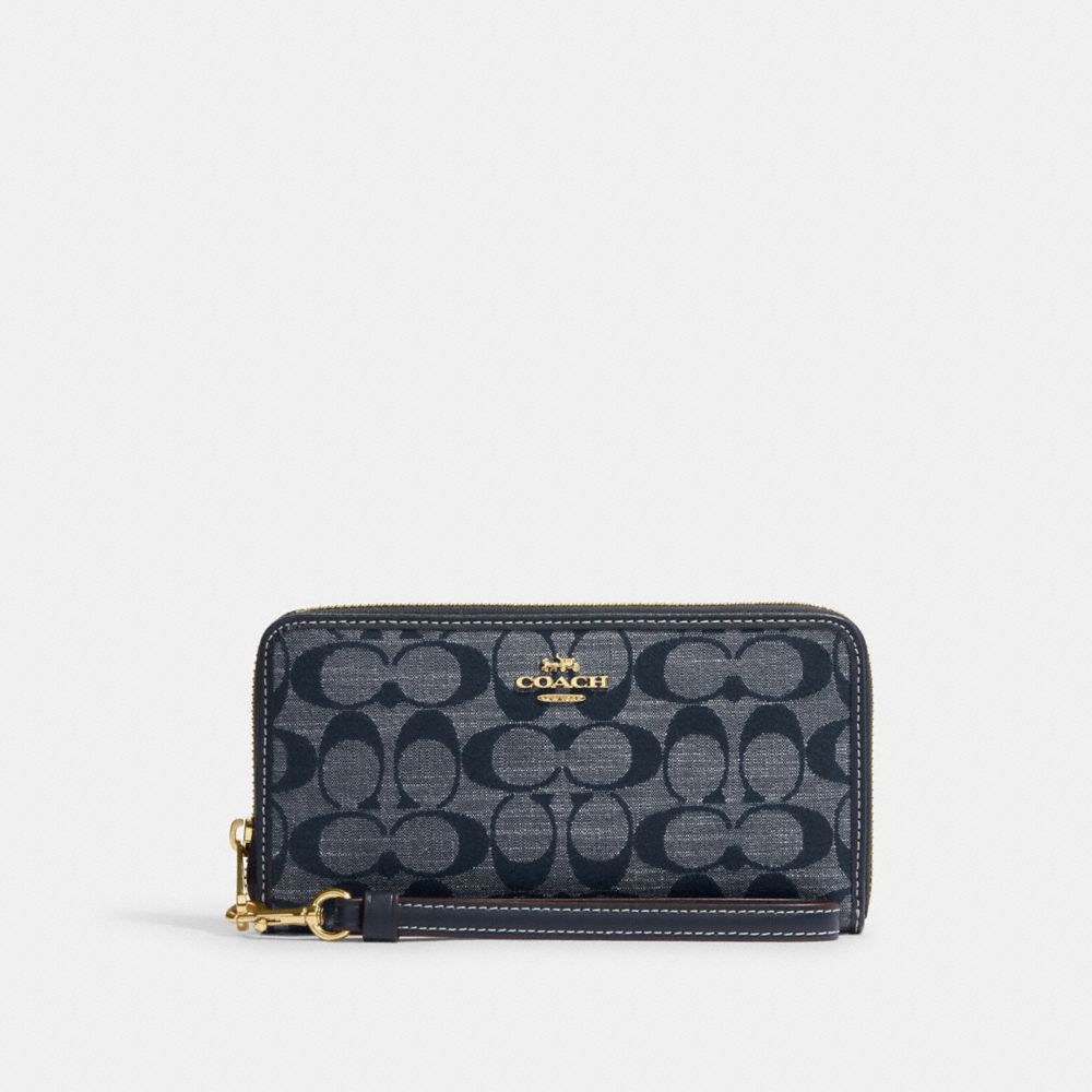 COACH® | Long Zip Around Wallet In Signature Chambray