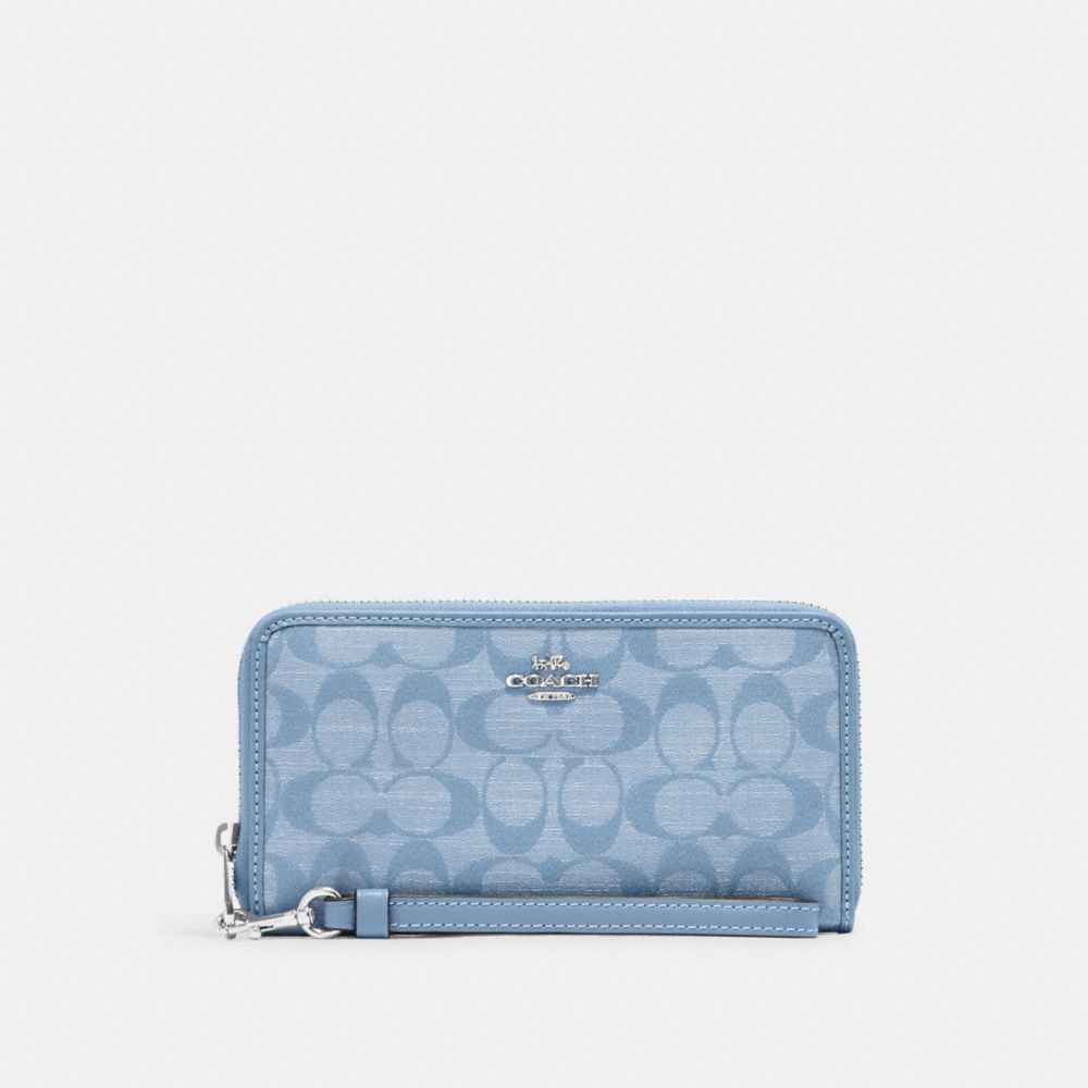 COACH® | Long Zip Around Wallet In Signature Chambray