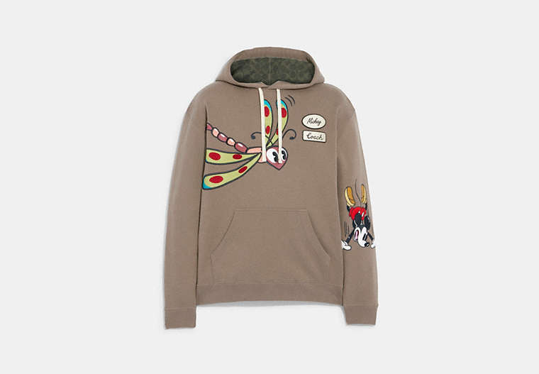 COACH®,DISNEY X COACH HOODIE,cotton,Olive Green Multi,Front View