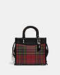 COACH®,ROGUE 20 WITH PLAID PRINT,Smooth Leather,Small,Plaid,Silver/Cherry Multi,Front View