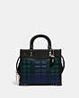 COACH®,ROGUE 20 WITH PLAID PRINT,Smooth Leather,Small,Plaid,Silver/Green Multi,Front View