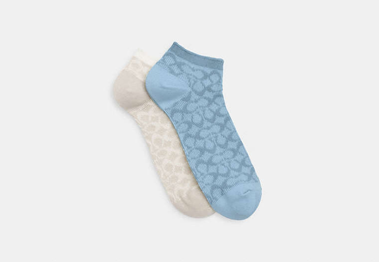 Coach Outlet Signature Ankle Socks In Blue
