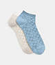 COACH®,SIGNATURE ANKLE SOCKS,Pobrass/Chalk,Front View