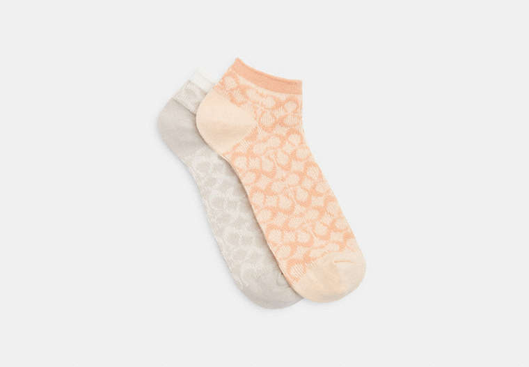 Coach Outlet Signature Ankle Socks In Pink