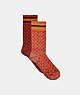 COACH®,SIGNATURE CALF SOCKS,cotton,Red Sand,Front View