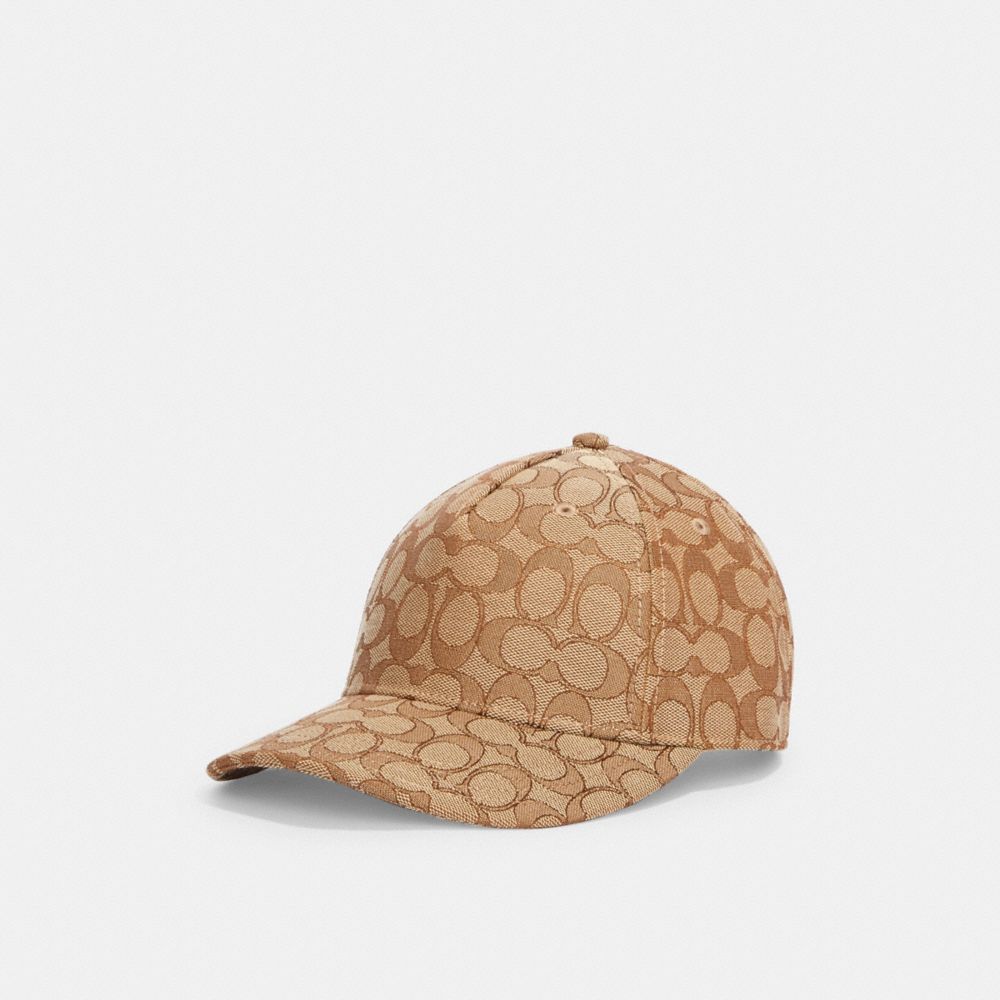 COACH®,SIGNATURE JACQUARD BASEBALL HAT,Khaki,Front View