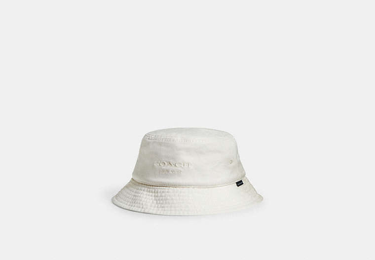 COACH®,DENIM BUCKET HAT,Chalk,Front View