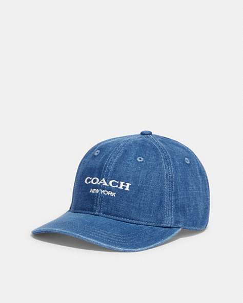 COACH®,DENIM BASEBALL HAT,cotton,Denim,Front View