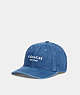COACH®,DENIM BASEBALL HAT,cotton,Denim,Front View