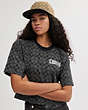 COACH®,SIGNATURE JACQUARD FLAT BRIM HAT,Khaki/Black,Detail View