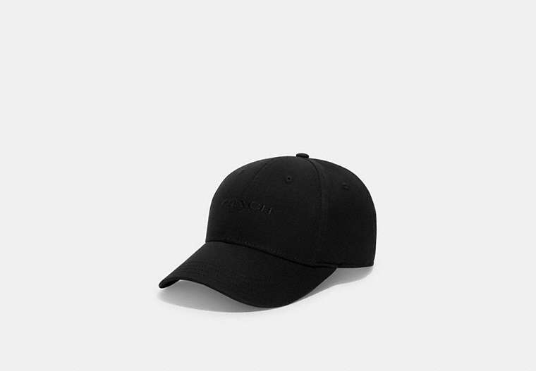 COACH®,EMBROIDERED BASEBALL HAT,cotton,Black,Front View