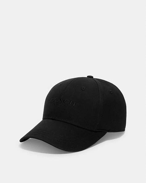 COACH®,EMBROIDERED BASEBALL HAT,cotton,Black,Front View