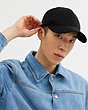 COACH®,EMBROIDERED BASEBALL HAT,cotton,Black,Angle View