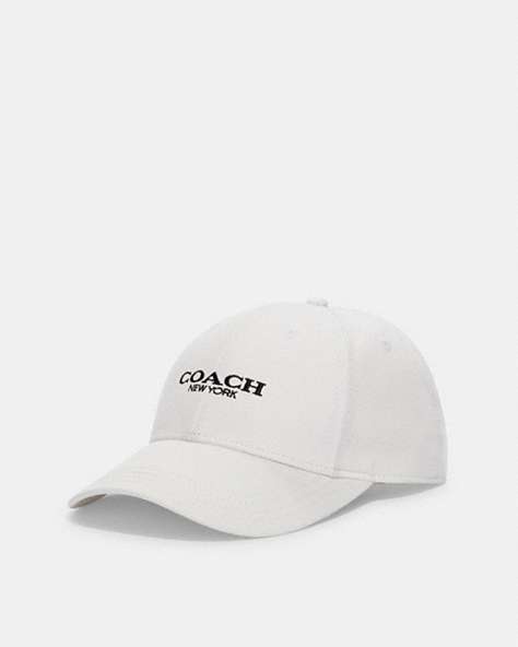 COACH®,EMBROIDERED BASEBALL HAT,cotton,Chalk,Front View