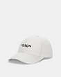 COACH®,EMBROIDERED BASEBALL HAT,cotton,Chalk,Front View