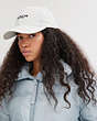 COACH®,EMBROIDERED BASEBALL HAT,cotton,Chalk,Detail View