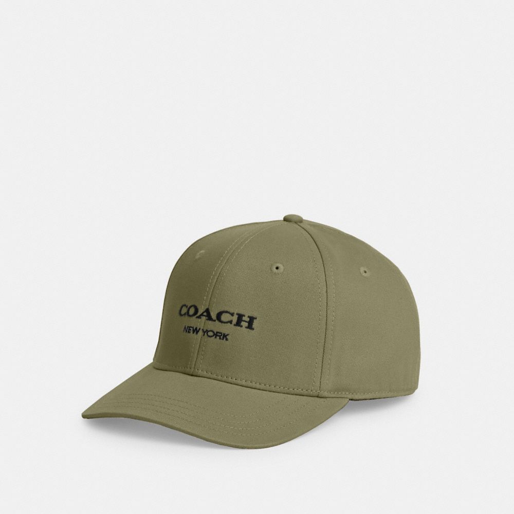 COACH®,EMBROIDERED BASEBALL HAT,Cotton Twill,Military Green,Front View