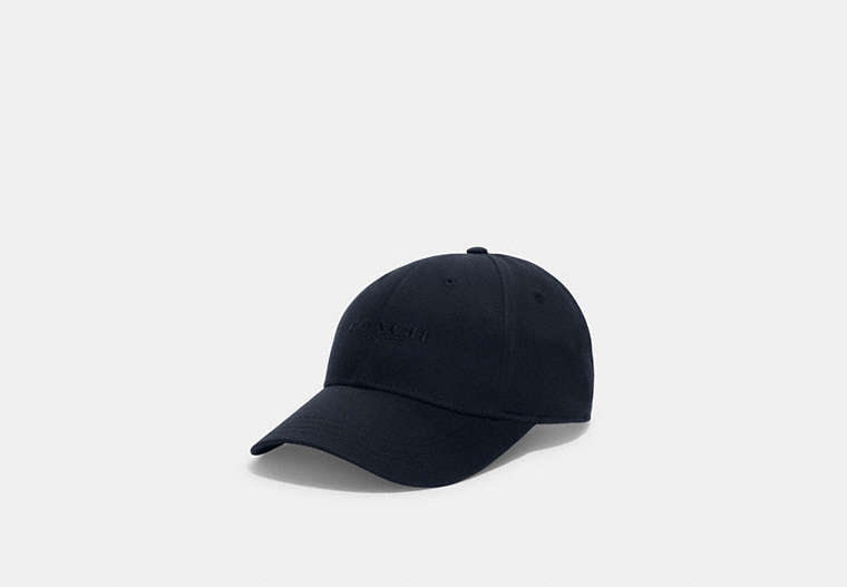 COACH®,EMBROIDERED BASEBALL HAT,cotton,Navy,Front View