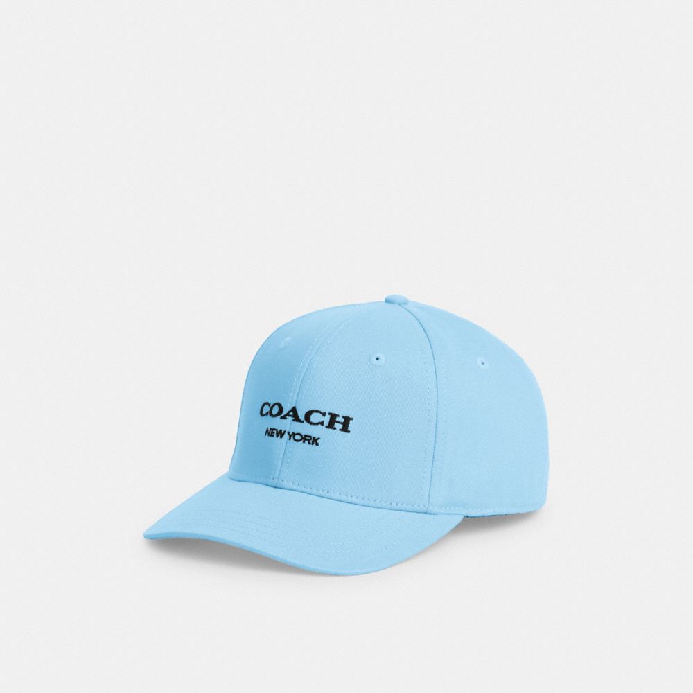 COACH®,EMBROIDERED BASEBALL HAT,Cotton Twill,Pool,Front View