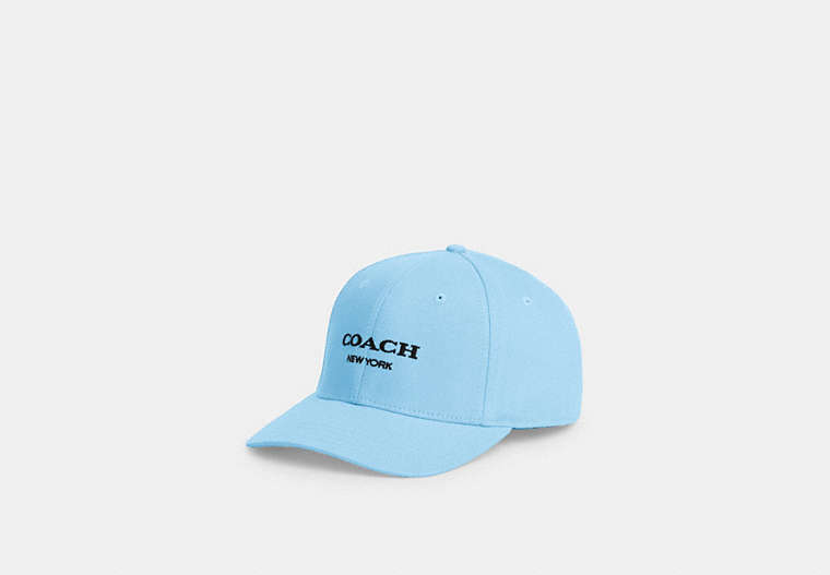 COACH®,EMBROIDERED BASEBALL HAT,cotton,Pool,Front View